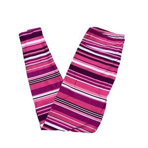 NEW LuLaRoe Pink Striped BCA Leggings Breast Cancer Comfort Comfy Purple White